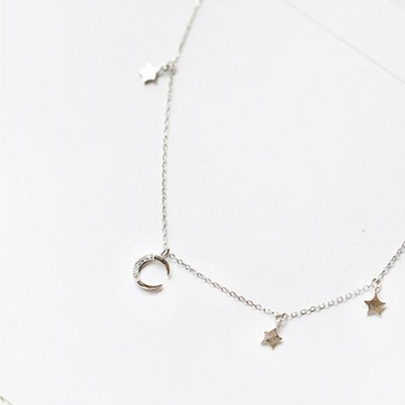 NEW 925 Sterling Silver Diamond Star Necklace H - Picture 6 of 14